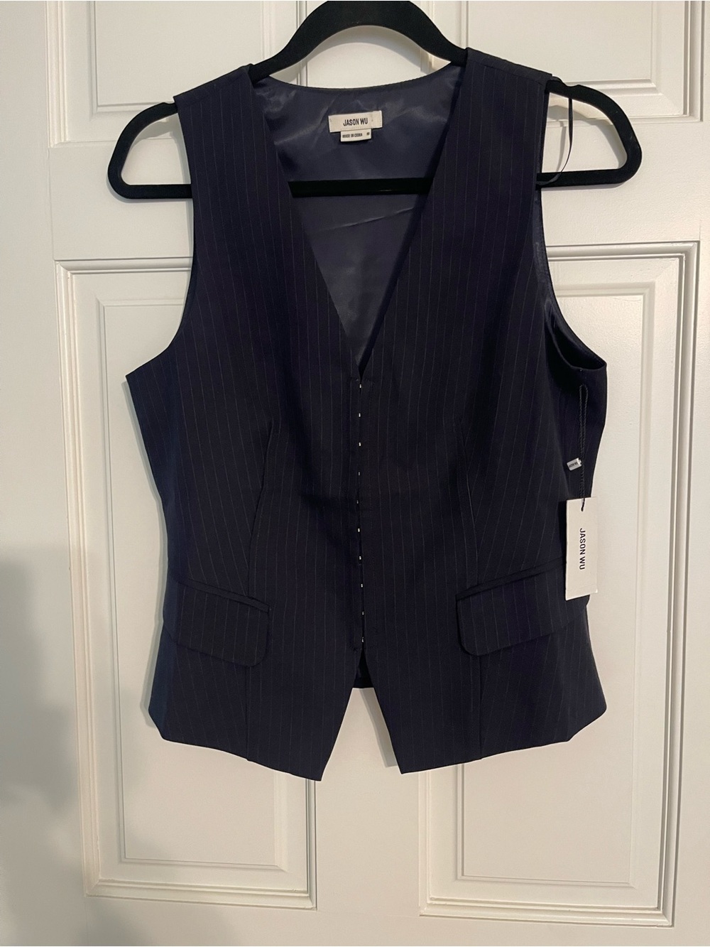 Jason Wu Dark Navy Pinstripe Tailored Vest